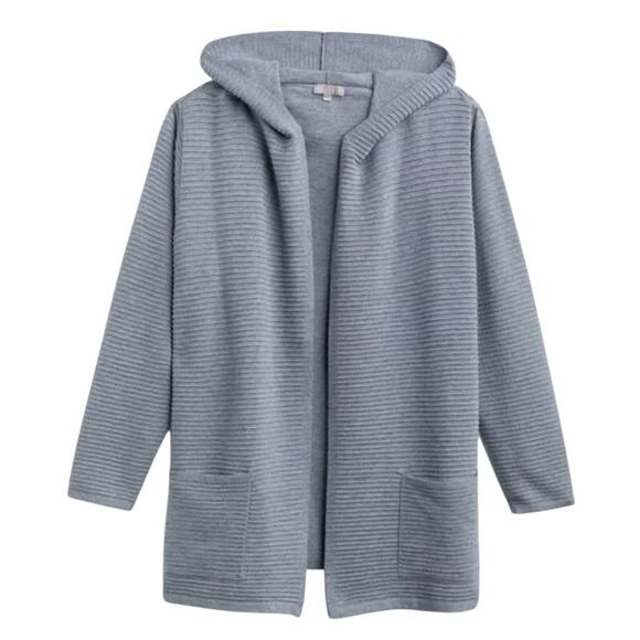 Evolution by Cyrus Size 3X Blue Sixbey Ribbed Hooded Cardigan EUC - Picture 3 of 10